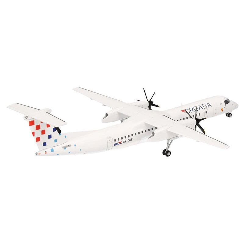 Bombardier Q400 Commercial Aircraft "Croatia Airlines" (9A-CQE) White with Tail Graphics 1/200 Diecast Model Airplane by Herpa-Herpa-ModelCars.com