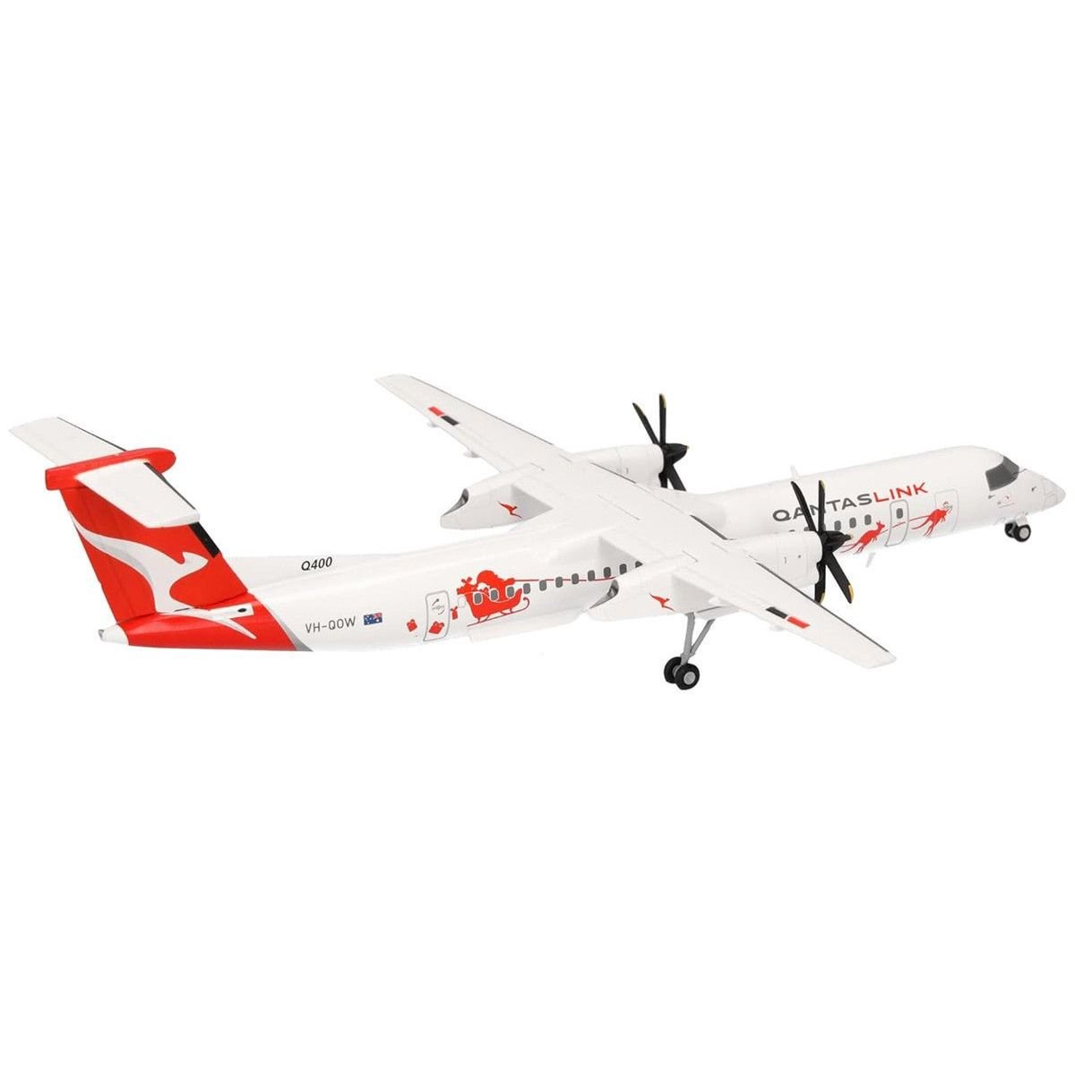 Bombardier Q400 Commercial Aircraft "QantasLink - Dasher-8 Livery" (VH-QOW) White with Graphics 1/200 Diecast Model Airplane by Herpa-Herpa-ModelCars.com