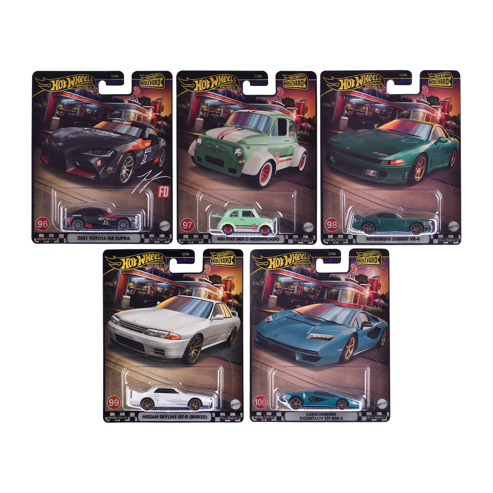 "Boulevard 96 - 100" 5 piece Set "Premium" 2024 Series Diecast Model Cars by Hot Wheels - Hotwheels - ModelCars.com