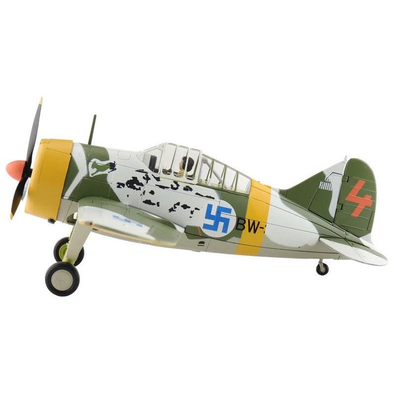 Brewster F2A Model 239 "Buffalo" Fighter Aircraft "BW364 LeLv 24 flown by Warrant Officer Ilmari Juutilainen" (1942) Finnish Air Force "Air Power Series" 1/48 Diecast Model by Hobby Master-Hobby Master-ModelCars.com
