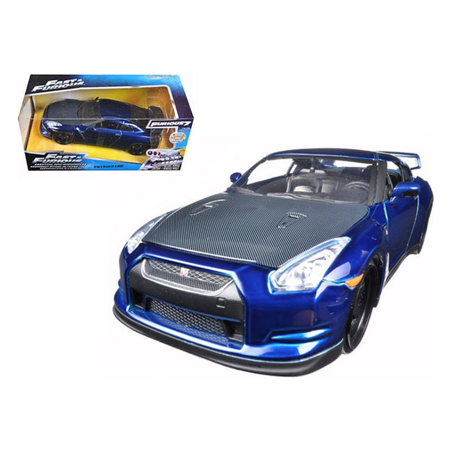 Brian's 2009 Nissan GTR R35 Blue "Fast & Furious 7" Movie 1/24 Diecast Model Car by Jada-Jada-ModelCars.com