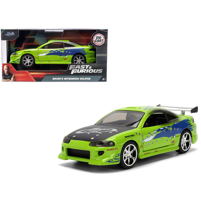 Brian's Mitsubishi Eclipse Green with Graphics (Damaged Version) "The Fast and the Furious" (2001) Movie "Fast & Furious" Series 1/32 Diecast Model Car by Jada-Jada-ModelCars.com