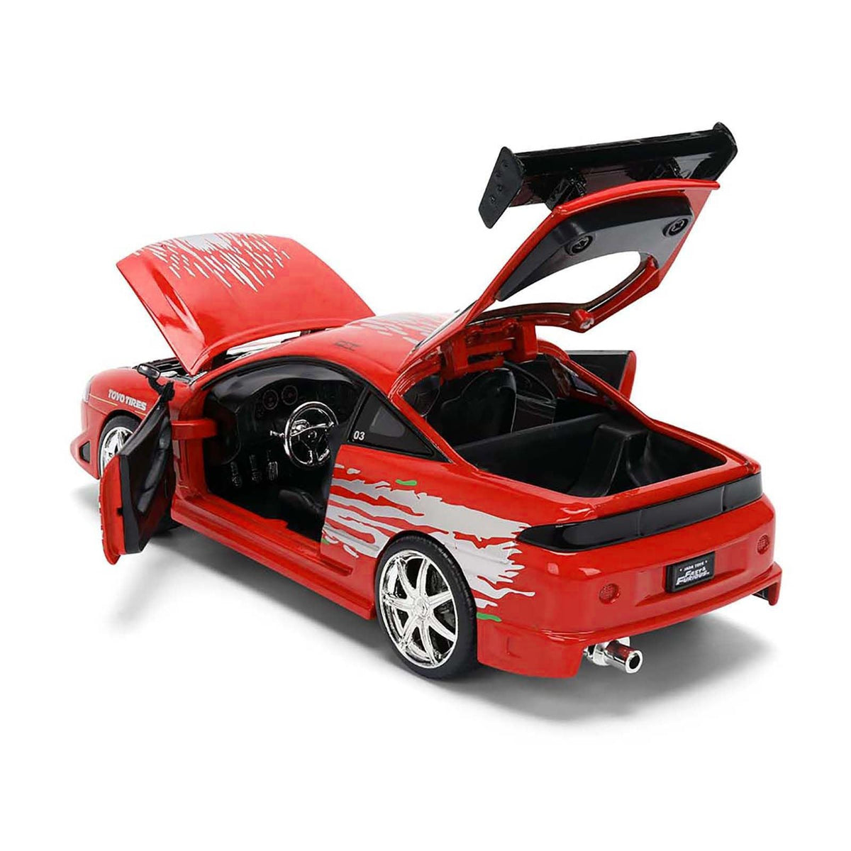 Brian's Mitsubishi Eclipse Red with Graphics Remix "The Fast and The Furious" (2001) Movie "Fast & Furious" Series 1/24 Diecast Model Car by Jada-Jada-ModelCars.com