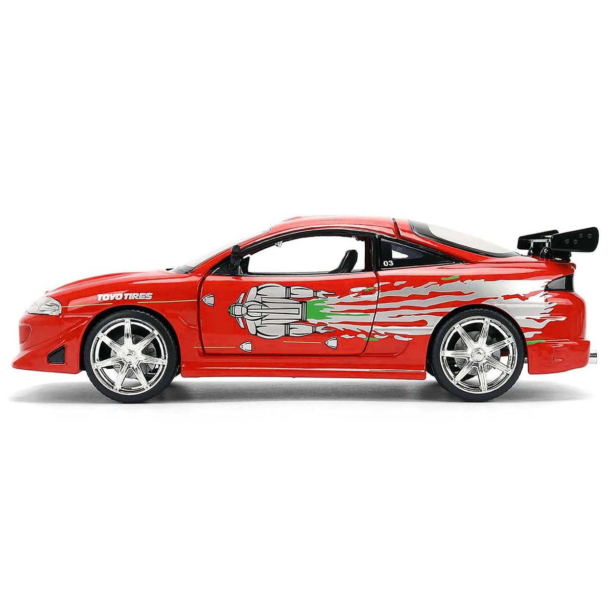 Brian's Mitsubishi Eclipse Red with Graphics Remix "The Fast and The Furious" (2001) Movie "Fast & Furious" Series 1/24 Diecast Model Car by Jada-Jada-ModelCars.com