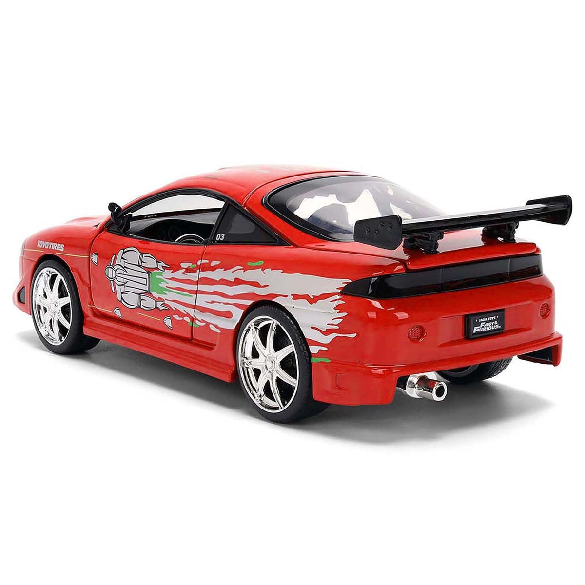 Brian's Mitsubishi Eclipse Red with Graphics Remix "The Fast and The Furious" (2001) Movie "Fast & Furious" Series 1/24 Diecast Model Car by Jada-Jada-ModelCars.com