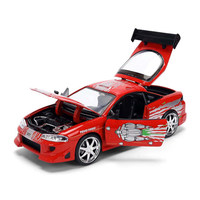 Brian's Mitsubishi Eclipse Red with Graphics Remix "The Fast and The Furious" (2001) Movie "Fast & Furious" Series 1/24 Diecast Model Car by Jada-Jada-ModelCars.com