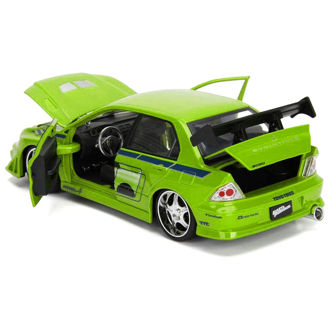 Brian's Mitsubishi Lancer Evolution VII Green with Graphics "Fast & Furious" Movie 1/24 Diecast Model Car by Jada-Jada-ModelCars.com