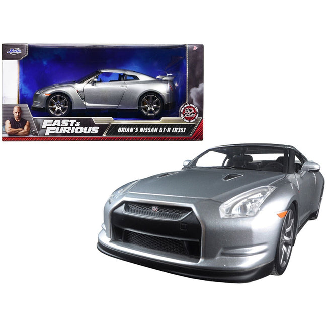 Brian's Nissan GT-R (R35) Silver "Fast & Furious" Movie 1/24 Diecast Model Car by Jada-Jada-ModelCars.com