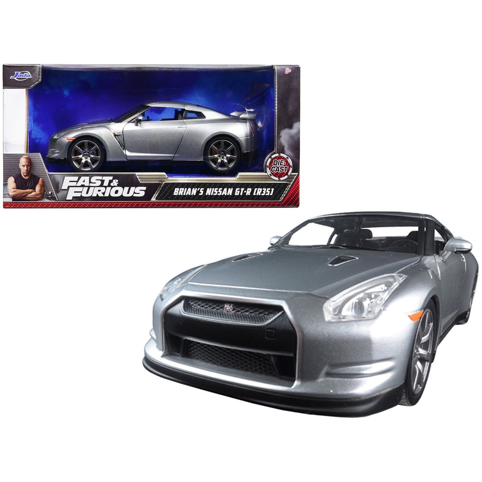 Brian's Nissan GT - R (R35) Silver "Fast & Furious" Movie 1/24 Diecast Model Car by Jada - Jada - ModelCars.com