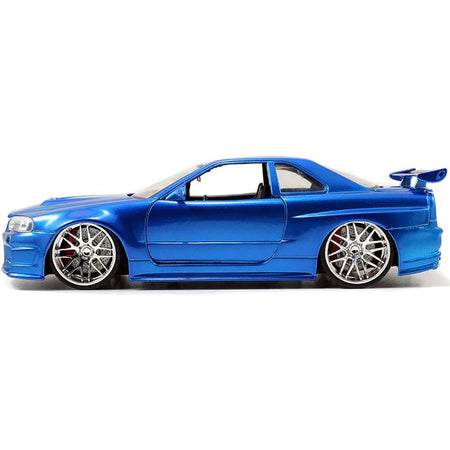 Brian's Nissan GTR Skyline R34 RHD (Right Hand Drive) Blue "Fast & Furious" Movie 1/24 Diecast Model Car by Jada-Jada-ModelCars.com