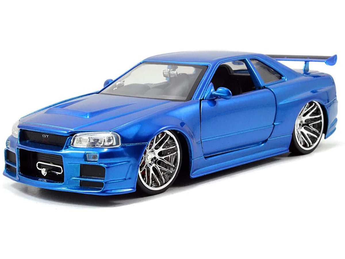 Brian's Nissan GTR Skyline R34 RHD (Right Hand Drive) Blue "Fast & Furious" Movie 1/24 Diecast Model Car by Jada-Jada-ModelCars.com