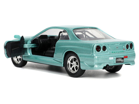 Brian's Nissan Skyline GT-R (BNR34) RHD (Right Hand Drive) Turquoise Metallic "Fast & Furious" Movie 1/32 Diecast Model Car by Jada-Jada-ModelCars.com