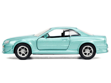 Brian's Nissan Skyline GT-R (BNR34) RHD (Right Hand Drive) Turquoise Metallic "Fast & Furious" Movie 1/32 Diecast Model Car by Jada-Jada-ModelCars.com