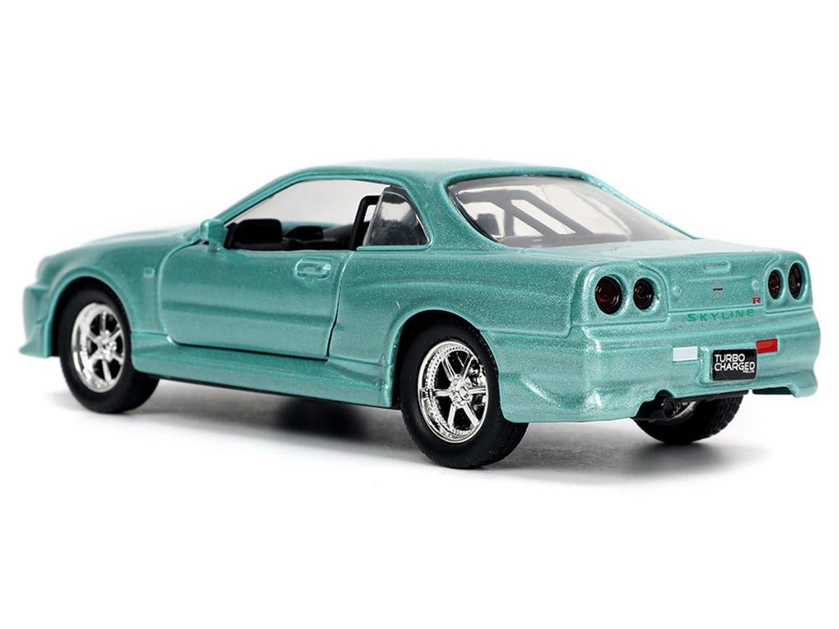 Brian's Nissan Skyline GT-R (BNR34) RHD (Right Hand Drive) Turquoise Metallic "Fast & Furious" Movie 1/32 Diecast Model Car by Jada-Jada-ModelCars.com