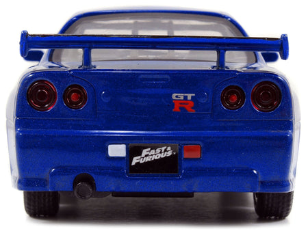 Brian's Nissan Skyline GT-R R34 Blue "Fast & Furious" Movie 1/32 Diecast Car Model by Jada-Jada-ModelCars.com