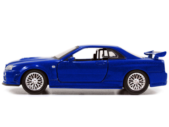 Brian's Nissan Skyline GT-R R34 Blue "Fast & Furious" Movie 1/32 Diecast Car Model by Jada-Jada-ModelCars.com