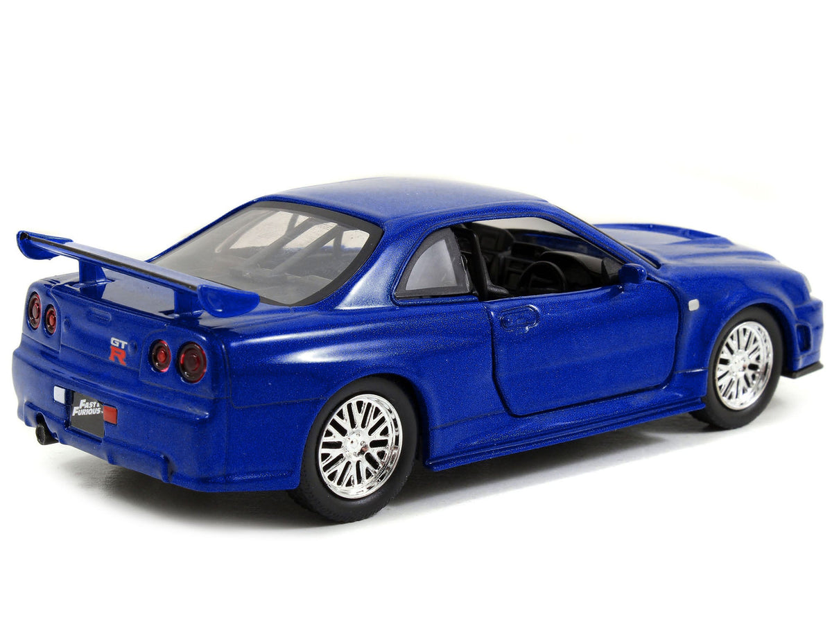 Brian's Nissan Skyline GT-R R34 Blue "Fast & Furious" Movie 1/32 Diecast Car Model by Jada-Jada-ModelCars.com