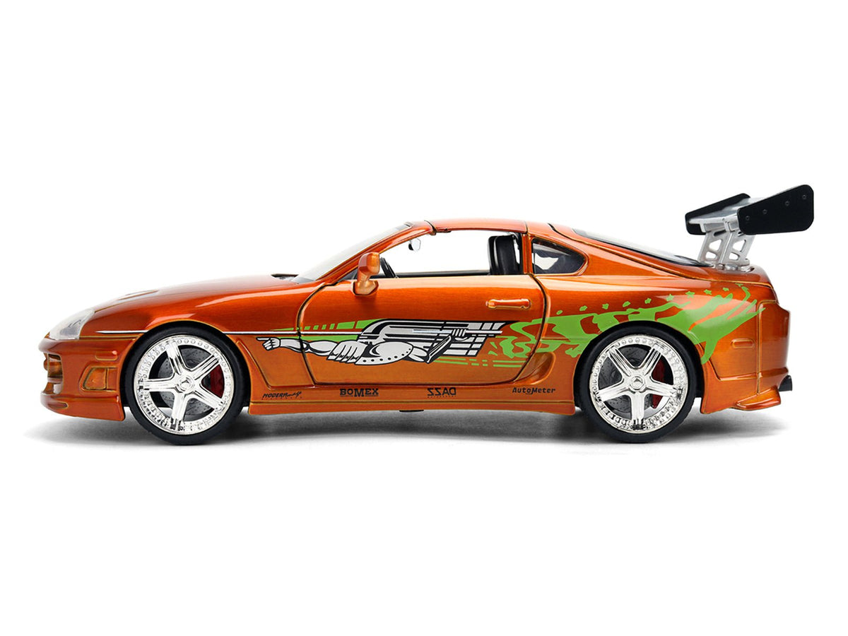 Brian's Toyota Supra Orange Color Brush Finish 25 Years of Fast & Furious Anniversary "The Fast and the Furious" (2001) Movie "Fast & Furious" Series 1/24 Diecast Model Car by Jada-Jada-ModelCars.com