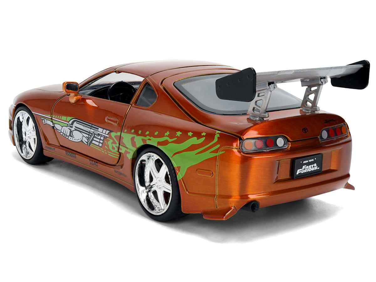 Brian's Toyota Supra Orange Color Brush Finish 25 Years of Fast & Furious Anniversary "The Fast and the Furious" (2001) Movie "Fast & Furious" Series 1/24 Diecast Model Car by Jada-Jada-ModelCars.com