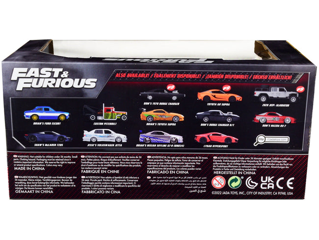 Brian's Toyota Supra Orange with Graphics "Fast & Furious" Movie 1/24 Diecast Model Car by Jada-Jada-ModelCars.com