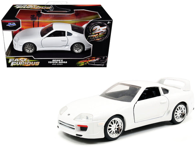 Brian's Toyota Supra White "Fast & Furious 7" (2015) Movie "25 Years of Fast & Furious" Series 1/32 Diecast Model Car by Jada-Jada-ModelCars.com