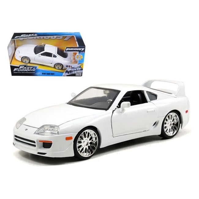 Brian's Toyota Supra White "Fast & Furious" Movie 1/24 Diecast Model Car by Jada-Jada-ModelCars.com