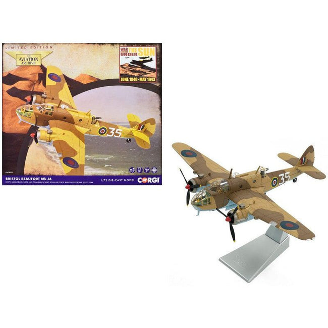 Bristol Beaufort MkIa Bomber Aircraft "EK979 Middle East Check and Conversion Unit" (1944) British Royal Air Force "The Aviation Archive" Series 1/72 Diecast Model by Corgi - Corgi - ModelCars.com
