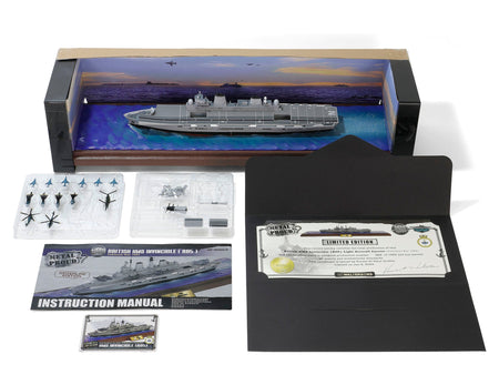 British HMS Invincible (R05) Aircraft Carrier Waterline Edition "Falklands War" (1982) British Royal Navy "Battleship" Series 1/700 Diecast Model by Metal Proud-Metal Proud-ModelCars.com