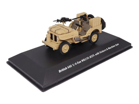 British SAS 1/4-Ton Willys Jeep with Vickers K Machine Gun Desert Sand "British Royal Army" 1/43 Diecast Model by Militaria Die Cast-Militaria Die Cast-ModelCars.com