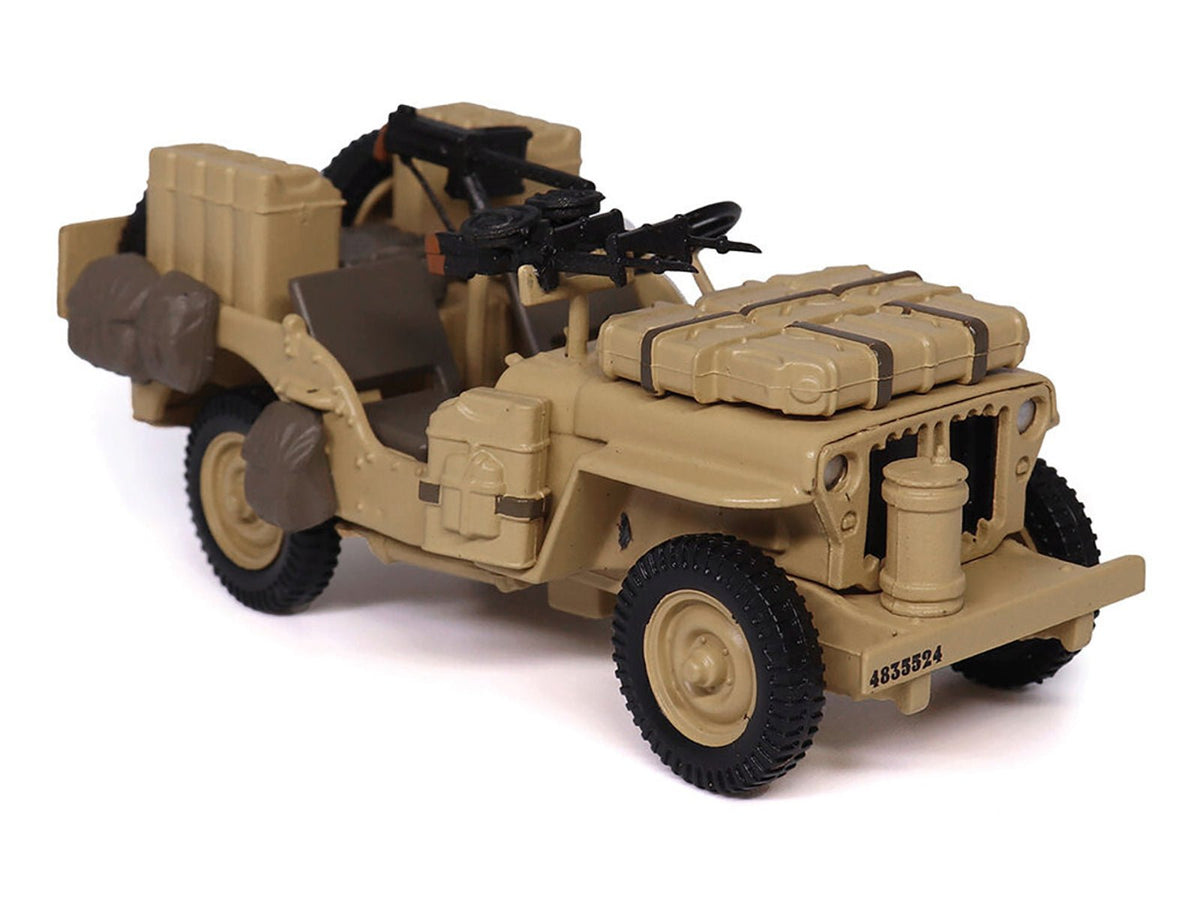 British SAS 1/4-Ton Willys Jeep with Vickers K Machine Gun Desert Sand "British Royal Army" 1/43 Diecast Model by Militaria Die Cast-Militaria Die Cast-ModelCars.com