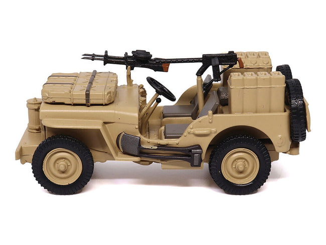British SAS 1/4-Ton Willys Jeep with Vickers K Machine Gun Desert Sand "British Royal Army" 1/43 Diecast Model by Militaria Die Cast-Militaria Die Cast-ModelCars.com