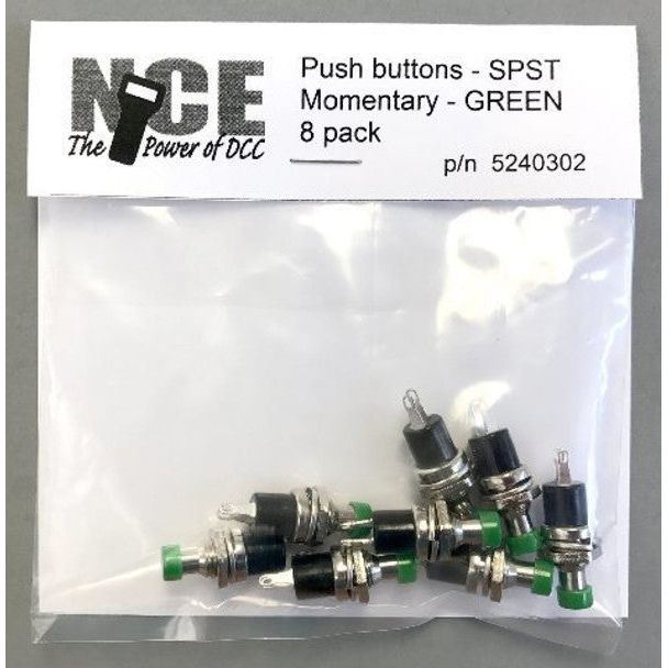 BTN8 - GREEN SPST PUSHBUTTN - NCE - ModelCars.com