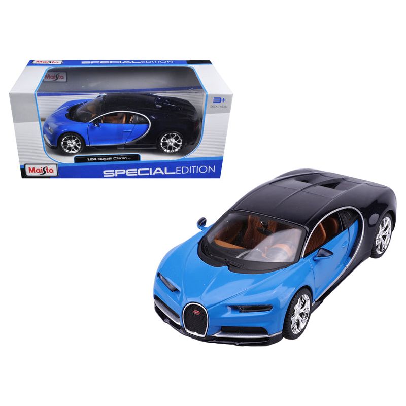 Bugatti Chiron Blue and Dark Blue 1/24 Diecast Model Car by Maisto - Maisto - ModelCars.com