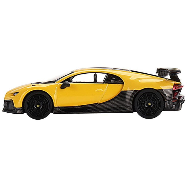 Bugatti Chiron Pur Sport Yellow and Carbon Limited Edition to 4200 pieces Worldwide 1/64 Diecast Model Car by Mini GT - Mini GT - ModelCars.com