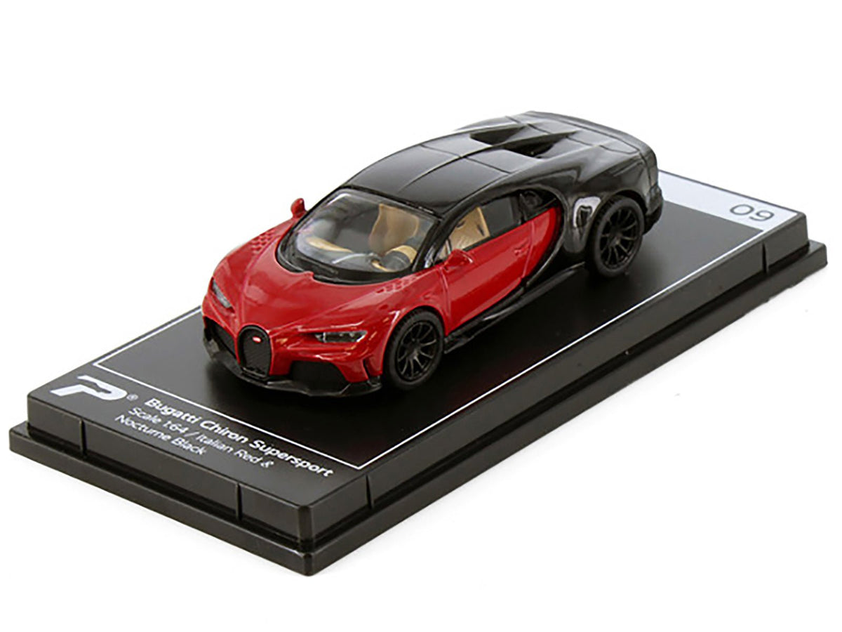 Bugatti Chiron Supersport Italian Red and Nocturne Black "Hypercar League Collection" 1/64 Diecast Model Car by PosterCars-PosterCars-ModelCars.com