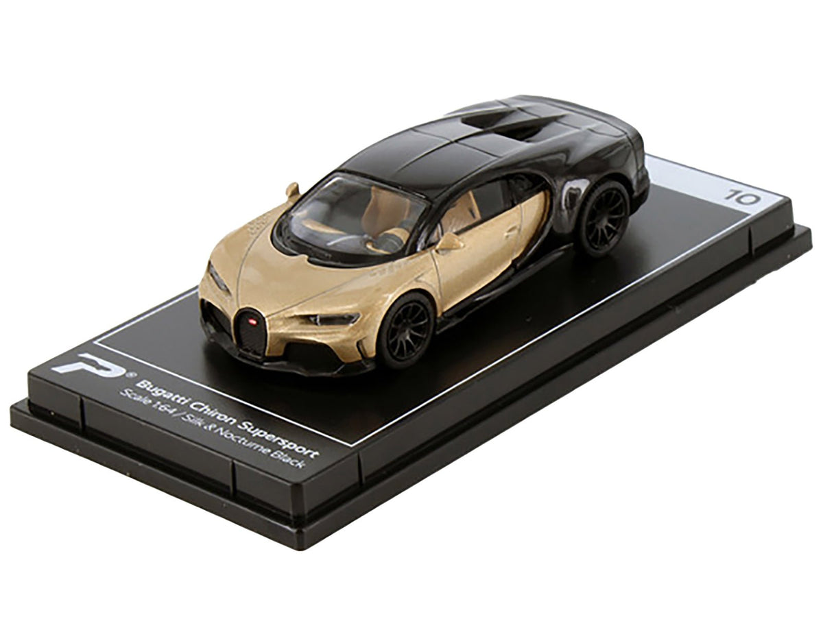 Bugatti Chiron Supersport Silk Gold Metallic and Nocturne Black "Hypercar League Collection" 1/64 Diecast Model Car by PosterCars-PosterCars-ModelCars.com