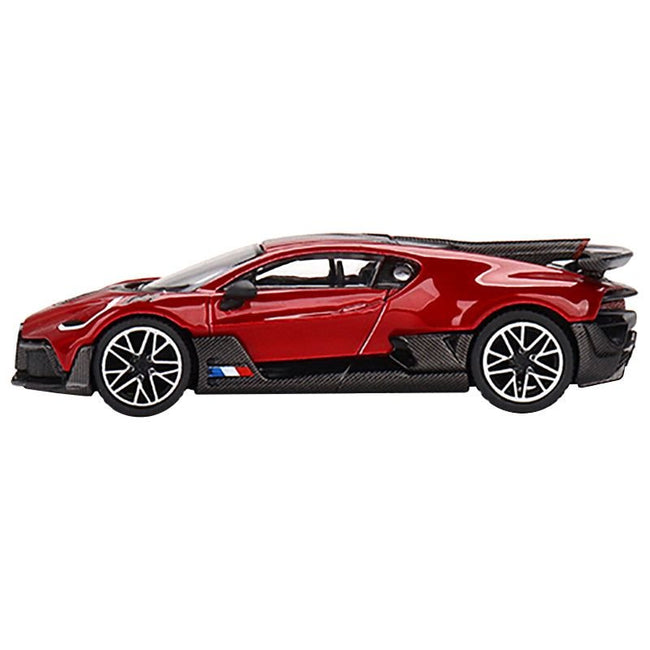 Bugatti Divo Red Metallic and Carbon Limited Edition to 3600 pieces Worldwide 1/64 Diecast Model Car by True Scale Miniatures - True Scale Miniatures - ModelCars.com