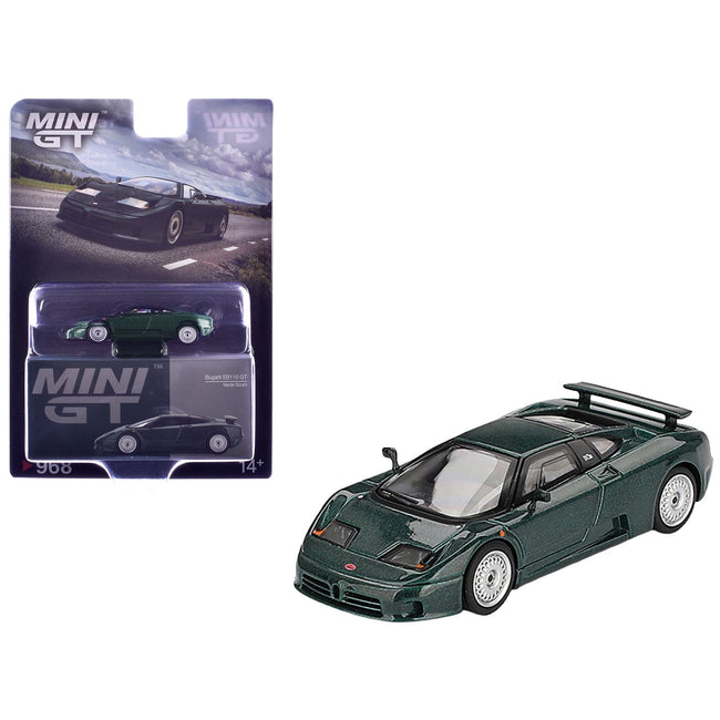 Bugatti EB110 GT Verde Scuro Dark Green Metallic Limited Edition 1/64 Diecast Model Car by Mini GT-Mini GT-ModelCars.com