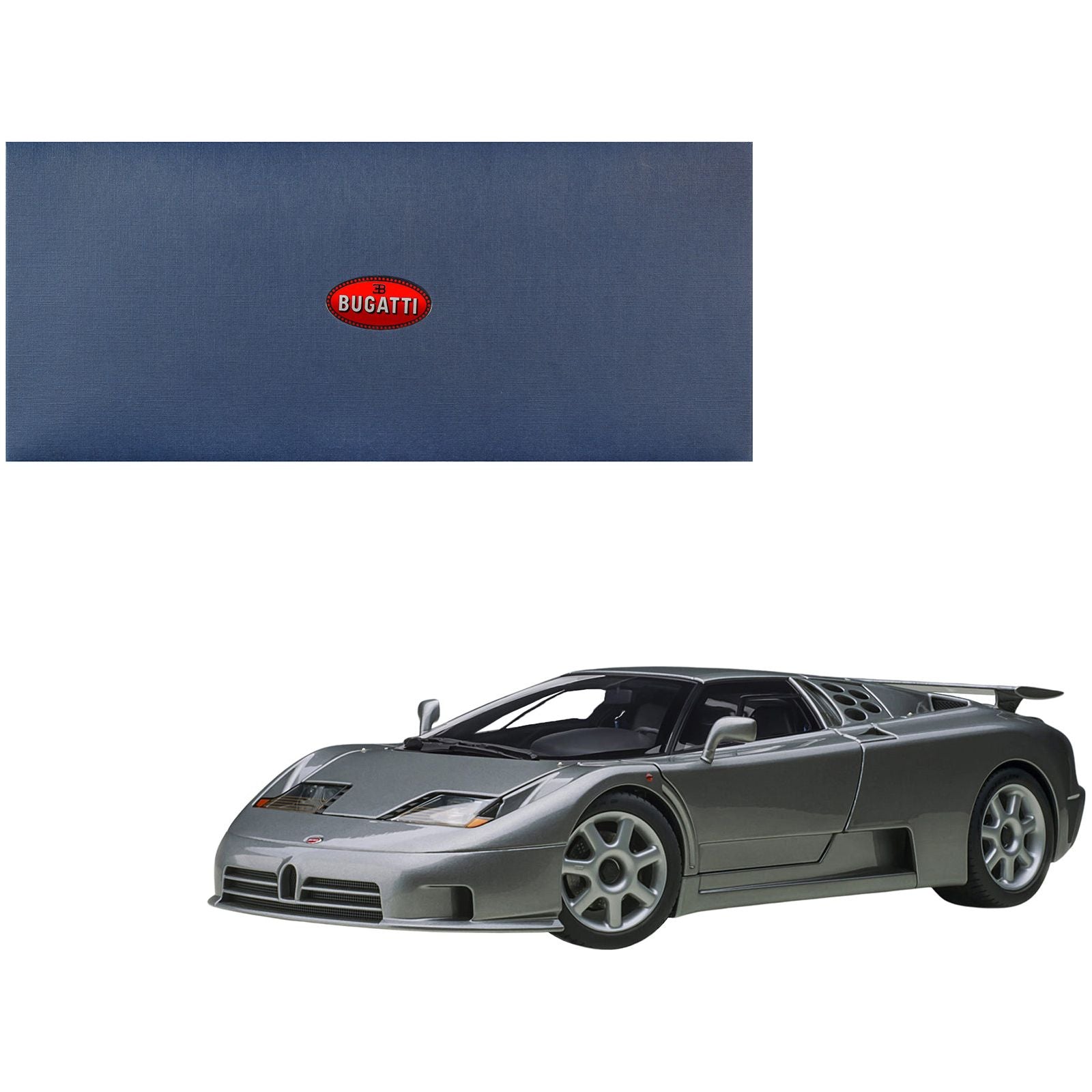 Bugatti EB110 SS Super Sport Grigio Metalizzatto Silver Metallic with Silver Wheels 1/18 Model Car by Autoart - Autoart - ModelCars.com