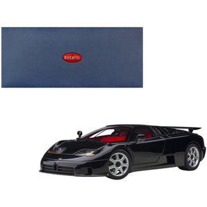 Bugatti EB110 SS Super Sport Nero Vernice Black with Red Interior and Silver Wheels 1/18 Model Car by Autoart