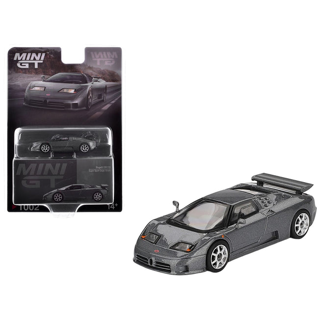 Bugatti EB110 Super Sport Grigio Scuro Dark Gray Metallic Limited Edition 1/64 Diecast Model Car by Mini GT-Mini GT-ModelCars.com