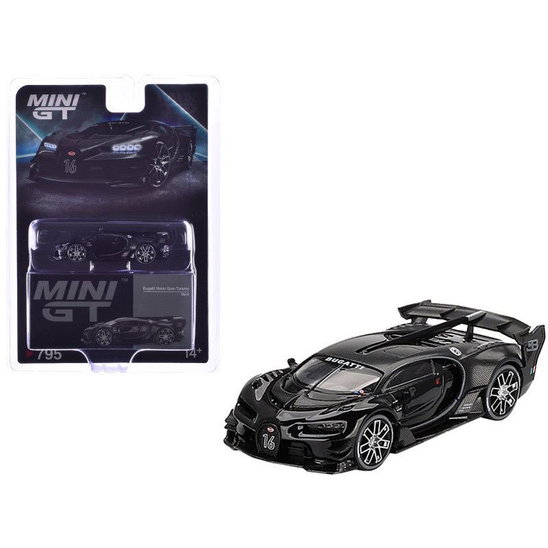 Bugatti Vision Gran Turismo Black and Carbon Limited Edition 1/64 Diecast Model Car by Mini GT - Mini GT - ModelCars.com