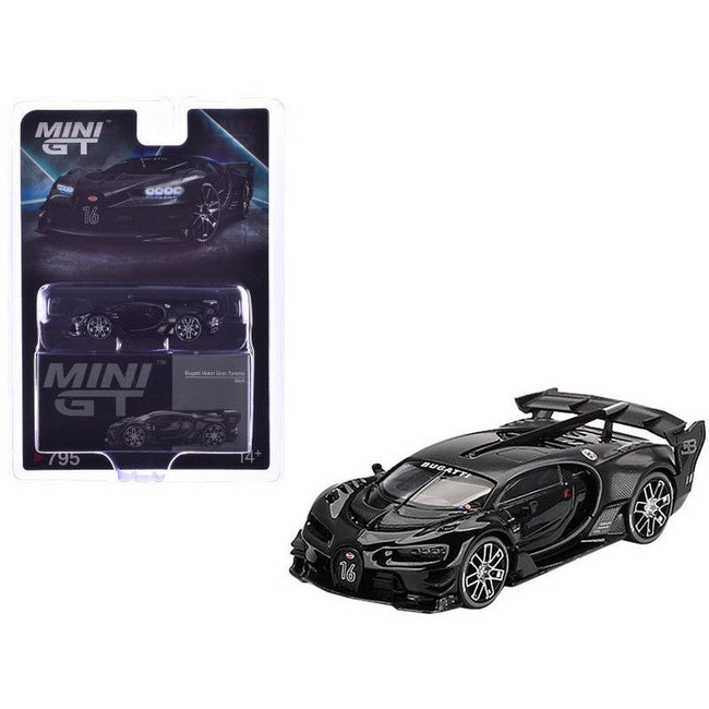 Bugatti Vision Gran Turismo Black and Carbon Limited Edition 1/64 Diecast Model Car by Mini GT-Mini GT-ModelCars.com