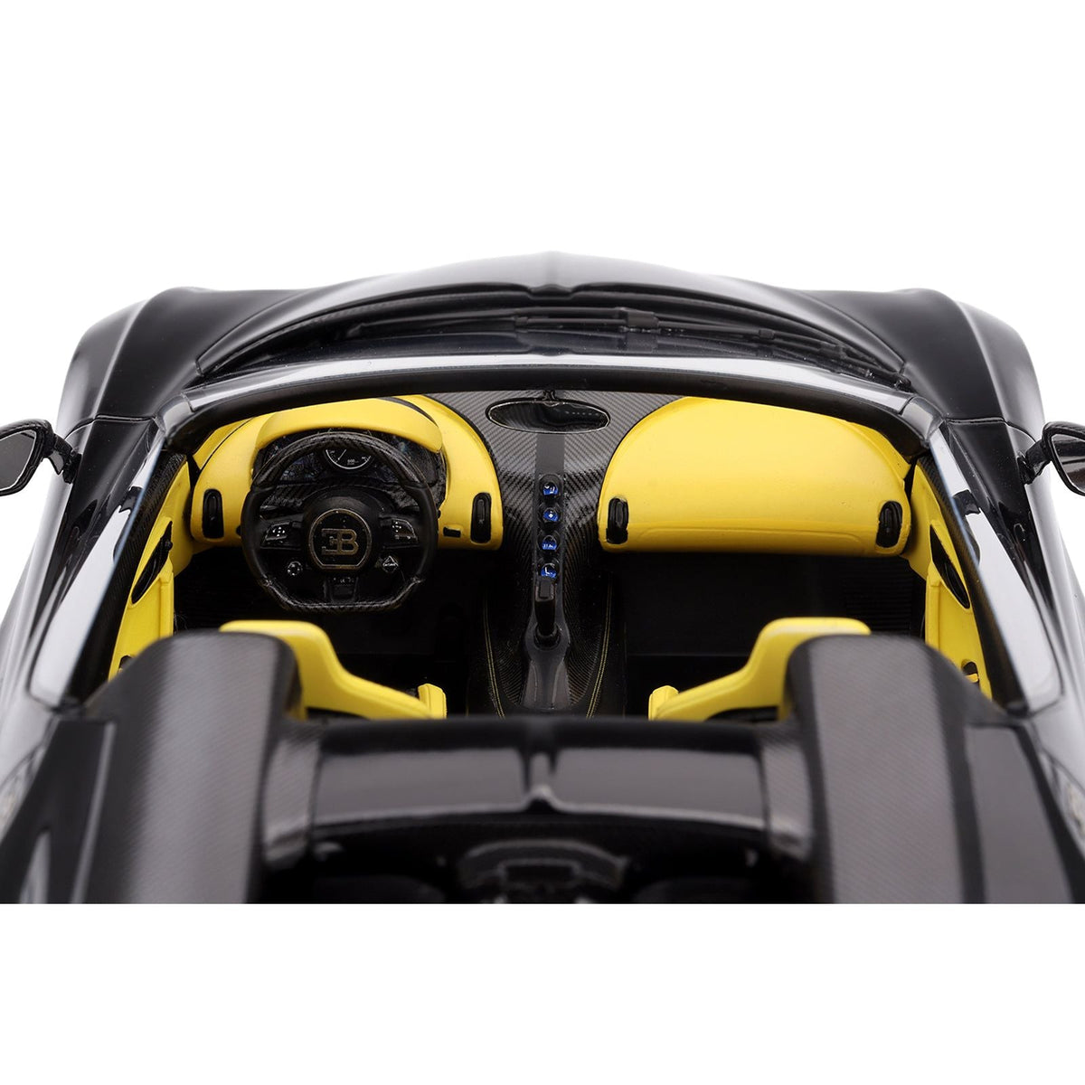 Bugatti W16 Mistral Black with Yellow Interior 1/18 Model Car by Top Speed-Top Speed-ModelCars.com