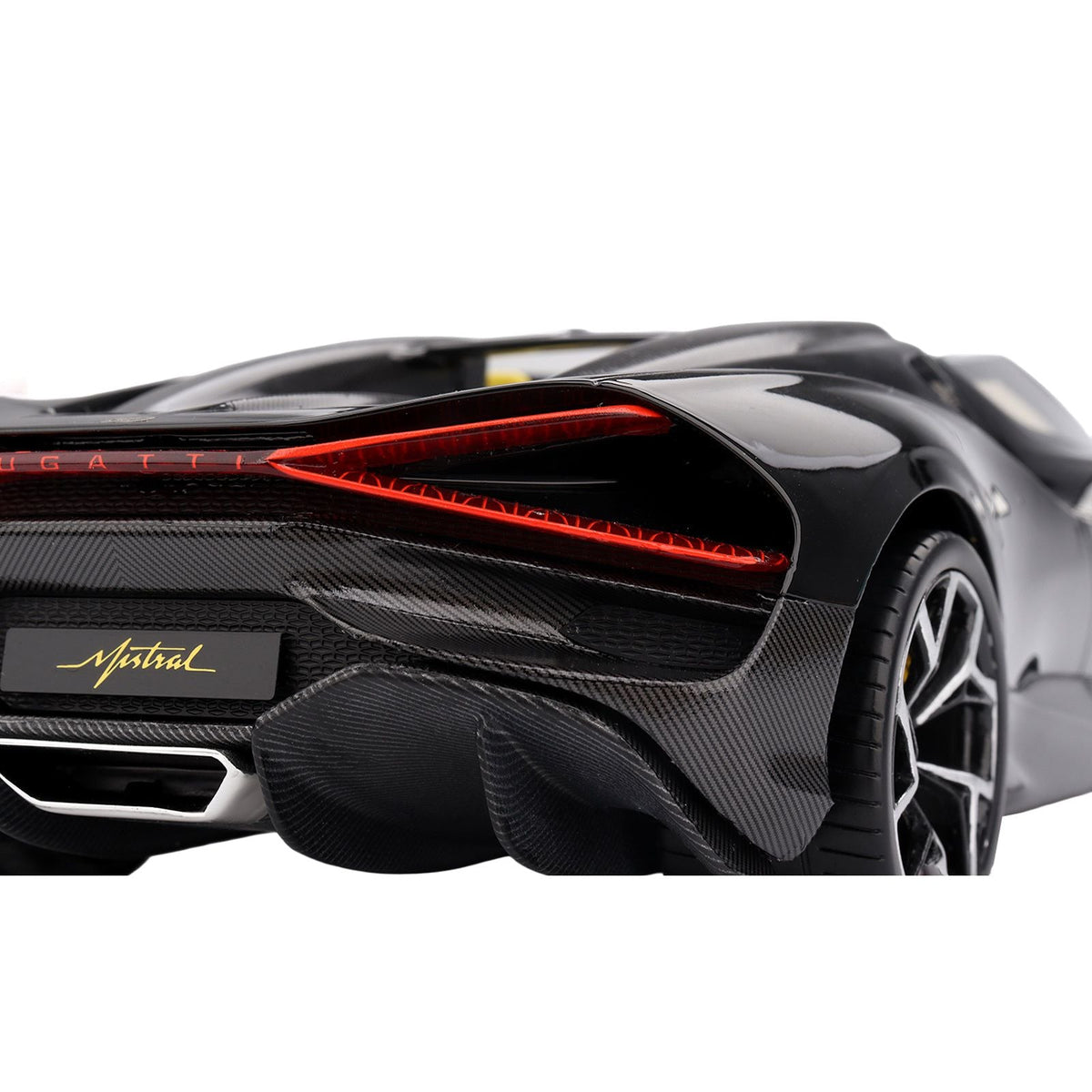 Bugatti W16 Mistral Black with Yellow Interior 1/18 Model Car by Top Speed-Top Speed-ModelCars.com