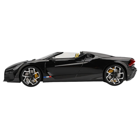 Bugatti W16 Mistral Black with Yellow Interior 1/18 Model Car by Top Speed-Top Speed-ModelCars.com