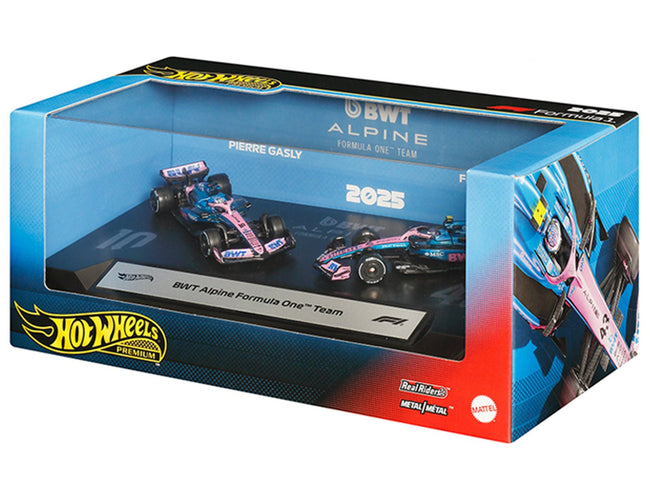 "BWT Alpine Formula One Team" Formula One F1 World Championship (2025) 2 Piece Set Diecast Model Cars by Hot Wheels-Hotwheels-ModelCars.com