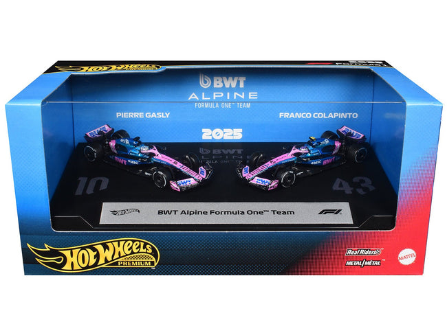 "BWT Alpine Formula One Team" Formula One F1 World Championship (2025) 2 Piece Set Diecast Model Cars by Hot Wheels-Hotwheels-ModelCars.com