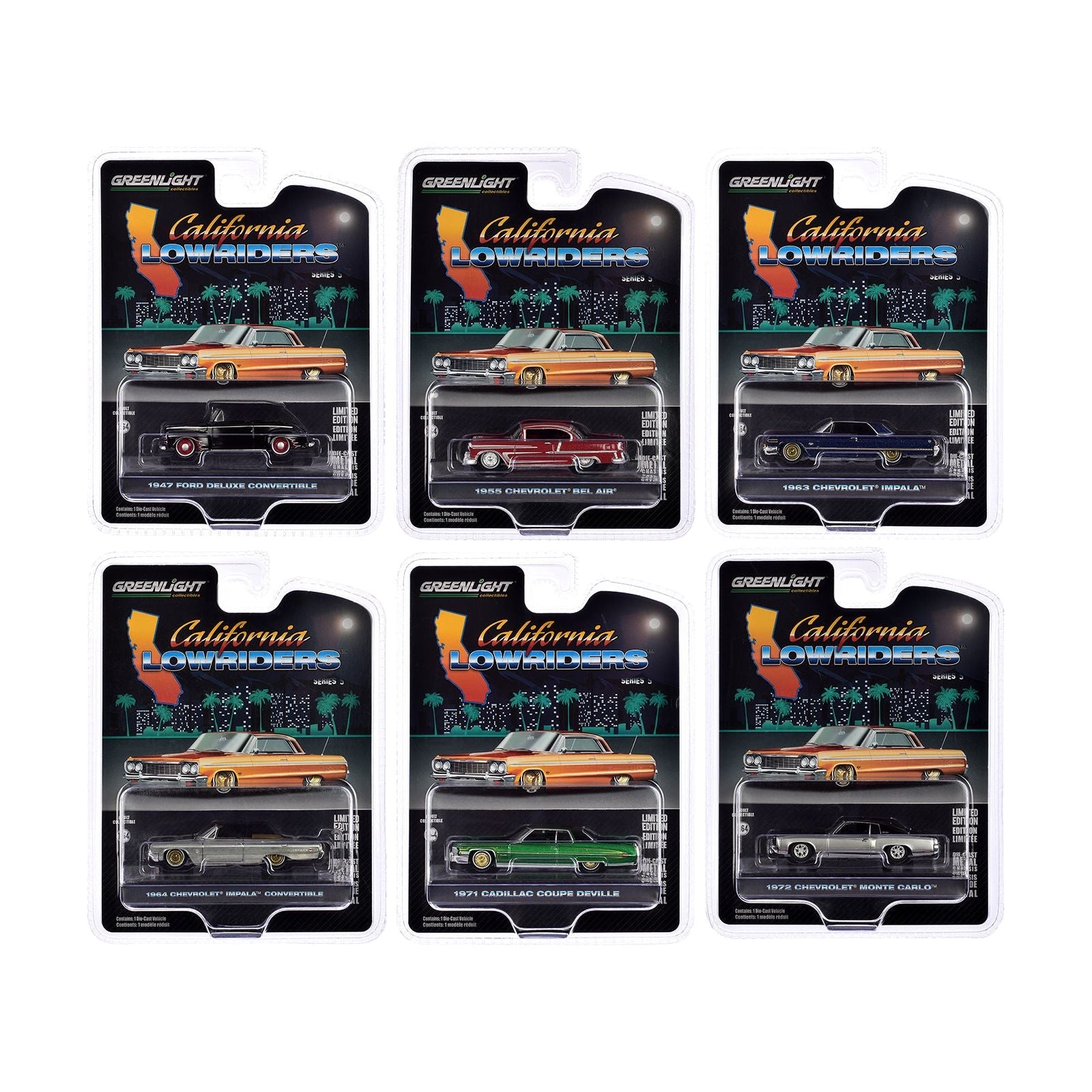 "California Lowriders" Set of 6 pieces Series 5 1/64 Diecast Model Cars by Greenlight - Greenlight - ModelCars.com
