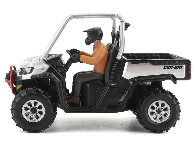 Can-Am Defender XMR Silver Metallic and Black with Driver Figure 1/32 Diecast Model by BRP Models-BRP Models-ModelCars.com